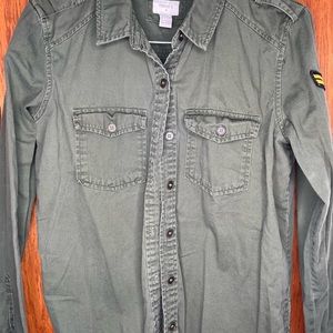 Forever 21 Army/Utility Button Down Long Sleeve